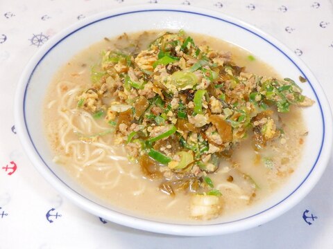 マルちゃん正麺で♪ネギ高菜卵そぼろラーメン